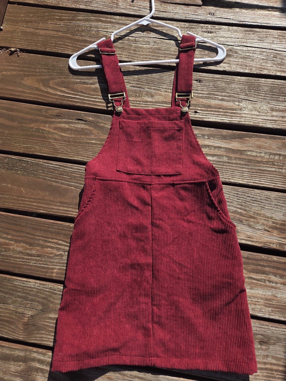 SHEIN Red Corduroy Pinafore Mini Dress